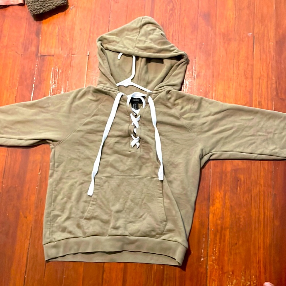 Forever 21 cross cross drawstring hoodie